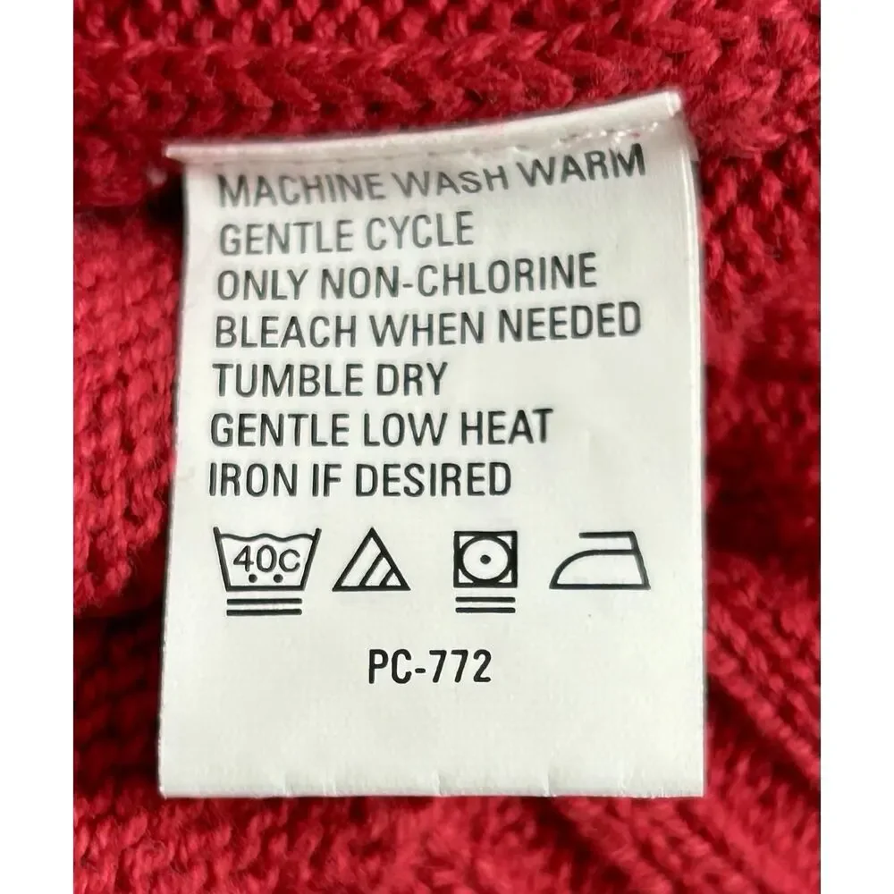 Vintage IZOD Cotton Sweater Men's Large Solid Red Diamond Pattern Christmas - Picture 8 of 11